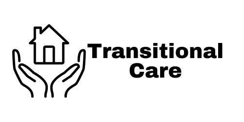 A house being held by two hands next to "transitional care" in text.