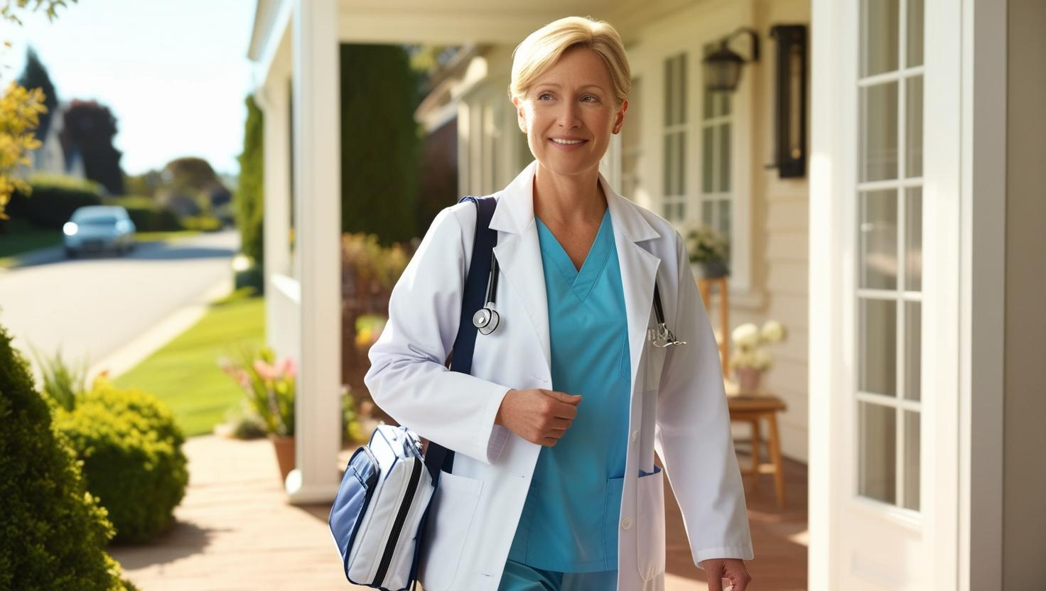 An in-home wound care specialist arriving at a patient's home